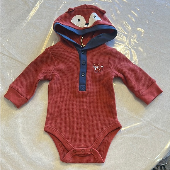 NWOT-Adorable Fox Hooded Baby Onesie - Size 3M - Picture 1 of 4